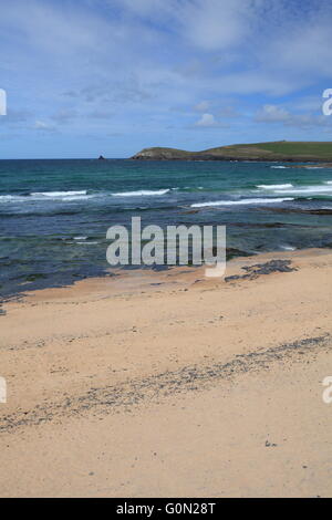 Clear spring day à Constantine bay, Padstow, North Cornwall, England, UK Banque D'Images