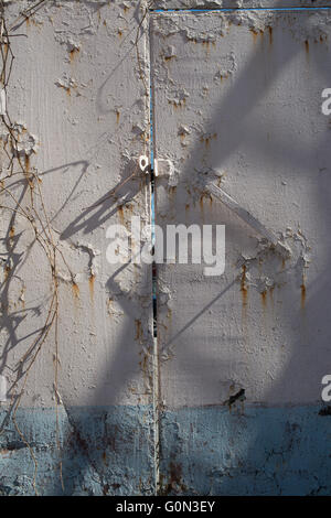 Rust rusty corrodés oxyder porte feuille métal coloré utilisé la plaque de fond d'pattern abstract grunge crack de fer fond mur artistique de la peinture écaillée Banque D'Images