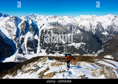 L'Europe, Suisse, Valais, ski de randonnée près de Martigny au col de la Forclaz Banque D'Images