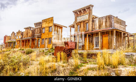 Vestiges d'une ancienne ville fantôme de l'Ouest à l'intérieur de la Colombie-Britannique au Canada, homme mort Junction Banque D'Images