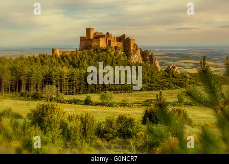 Près de Loarre, la Province d'Huesca, Aragon, Espagne. Le Château de Loarre datant du 11ème et 12ème siècles. Banque D'Images