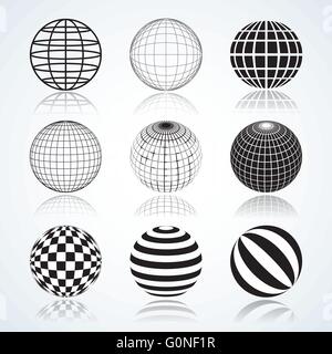 Ensemble de 9 globes, Abstract Design elliptique illustrations vectorielles isolé sur fond blanc. Illustration de Vecteur