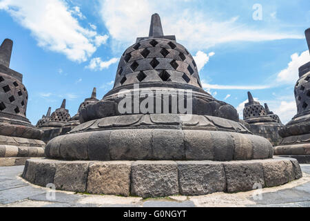 Stupas en temple de Borobudur Banque D'Images