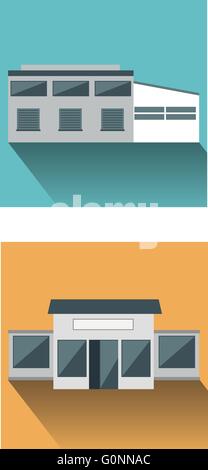 Télévision Les icônes de la distribution et la vente au détail des bâtiments. Illustration de Vecteur