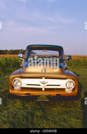 Green & Gold Antique Ford pick up truck ; New York, USA Banque D'Images