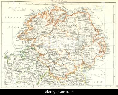 L'Ulster. Le bas d'Antrim Armagh Cavan Tyrone &c. L'Irlande du Nord. JOHNSTON, 1899 map Banque D'Images