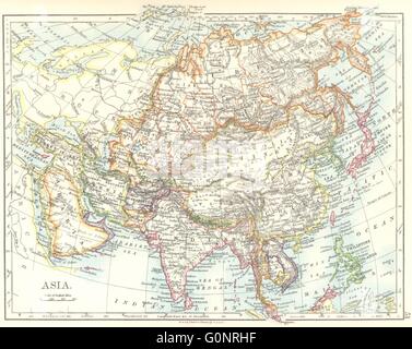 Politique de l'Asie. Hedjaz Siam perse Chine Japon Corée Turkestan.JOHNSTON, 1899 map Banque D'Images