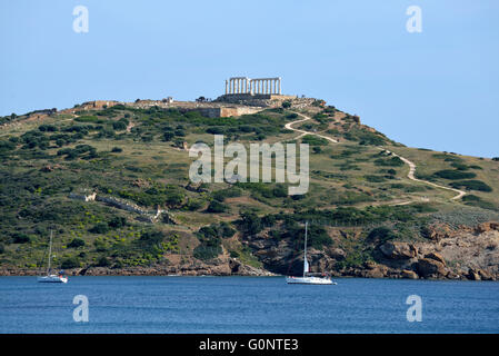 Temple de Poséidon au cap Sounion, Attique, Grèce Banque D'Images