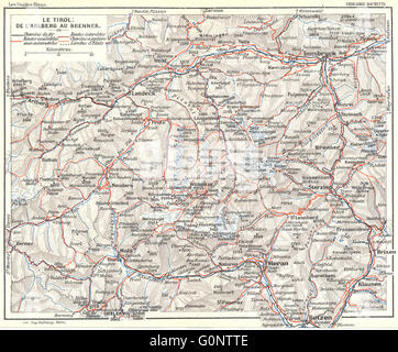Autriche : Tirol de L'Arlberg Brenner, 1914 carte antique Banque D'Images