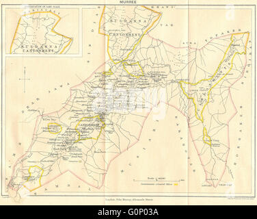 PAKISTAN : Murree Hill Station & Kuldanna cantonnement. L'Inde britannique, 1924 map Banque D'Images