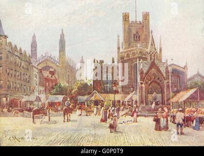 L'Université de Cambridge : Marché : Sq, antique print 1907 Banque D'Images