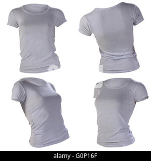 Les femmes en blanc T-shirt gris, modèle de conception de l'avant et arrière Banque D'Images