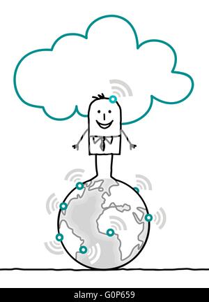 Les personnages de dessins animés et de nuages - monde Illustration de Vecteur