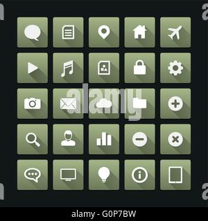 Télévision vector icons avec long shadow. Collection de symboles. Illustration de Vecteur