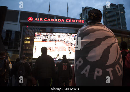 Toronto, Ontario, Canada. 3 mai, 2016. Toronto Raptors fans dans Maple Leag Square pour regarder un match, contre Miami Heat. © João Luiz de Franco/ZUMA/Alamy Fil Live News Banque D'Images