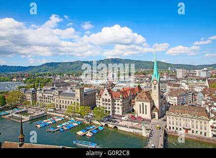 ZURICH - Mai 17 : Vue aérienne du centre historique de Zurich, le 17 mai 2015 à Zurich, Suisse. Banque D'Images