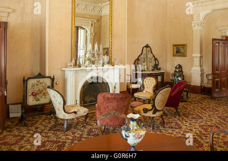 Salon à Barwon Park Mansion, Winchelsea, Victoria, Australie Banque D'Images