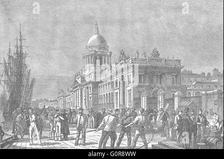 Irlande : Dublin City : Custom House, antique print 1898 Banque D'Images