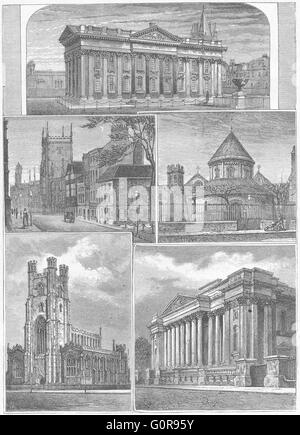 CAMBRIDGE : Sénat ; presse ; Pitt St Mary's, Fitzwilliam, antique print 1898 Banque D'Images