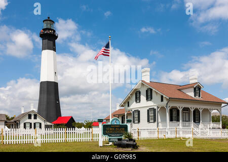 Historique La Station de phare de l'Île Tybee Tybee Island sur près de Savannah, Géorgie. Banque D'Images