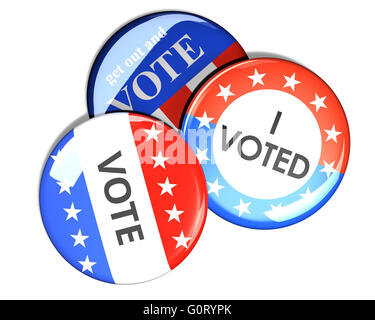 Rendu 3d et découper bouton vote pour les élections américaines. Banque D'Images