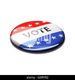 Rendu 3d et découper bouton vote pour les élections américaines. Banque D'Images