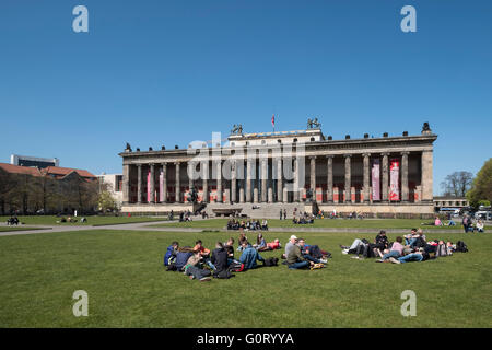 Voir d'Altes Museum et Lustgarten sur Museumsinsel (île des Musées) à Berlin Allemagne Banque D'Images