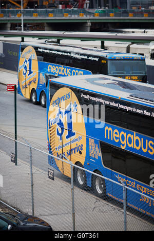 New York 1 mégabits company autobus bus double decker arrêté seule flotte la flotte de l'entreprise coach deux couleurs d'ensemble Banque D'Images