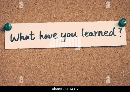 Qu'avez-vous appris Banque D'Images