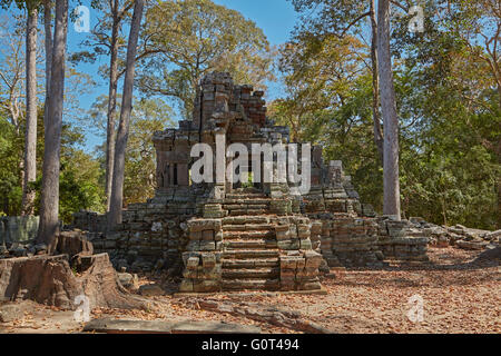 Temple de Preah Pithu Group, Angkor Thom (12ème siècle temple complexe), site du patrimoine mondial d'Angkor, Siem Reap, Cambodge Banque D'Images