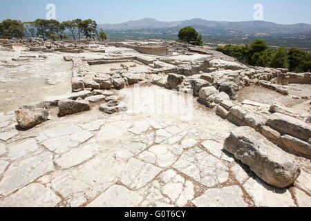 Ruines de la ville de palais minoens phaistos en Crète. La Grèce. L'horizontale Banque D'Images