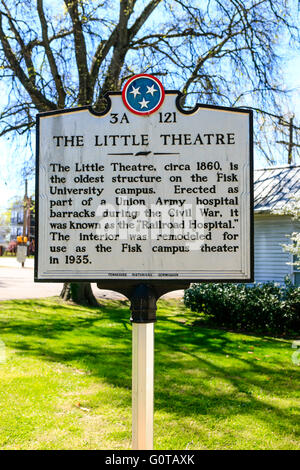 Le petit théâtre historique bâtiment signe sur Fisk University Campus à Nashville TN.Le bâtiment date de la guerre civile. Banque D'Images