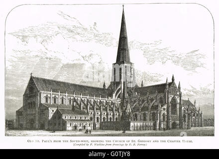 La Cathédrale de St Paul, ancien du sud-ouest montrant l'église de Saint Grégoire et la salle du chapitre Banque D'Images