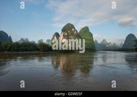 Le célèbre 20 yuan vue sur la rivière Li à Xingping, région autonome du Guangxi, Chine Banque D'Images