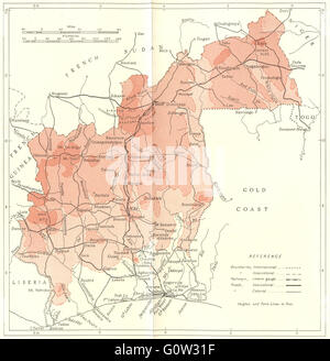 La CÔTE D'IVOIRE : côte Ivoire, 1944 carte vintage Banque D'Images