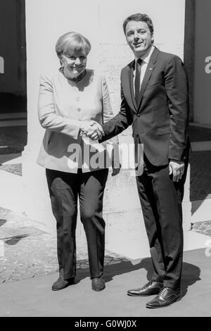 Rome, Italie. 5 mai, 2016. Angela Merkel rencontre Matteo Renzi au Palais Chigi à Rome, Italie. © Davide Fracassi/Alamy Live News Banque D'Images