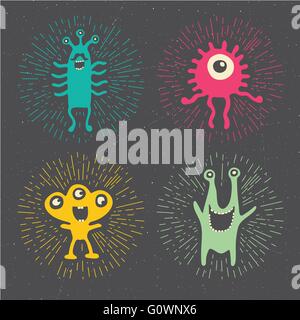 Vector cute happy monsters Illustration de Vecteur