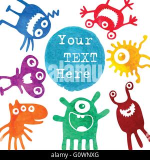 Vector cute happy monsters Illustration de Vecteur