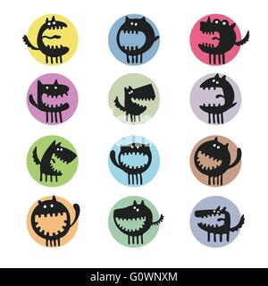 Ensemble de cartoon cute monsters Illustration de Vecteur