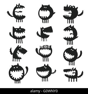 Ensemble de cartoon cute monsters Illustration de Vecteur