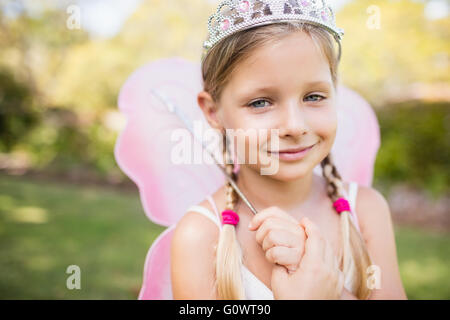 Portrait of cute girl pretending to be a princess Banque D'Images