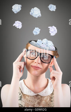 Image composite de hipster rousse à la pensée de Banque D'Images