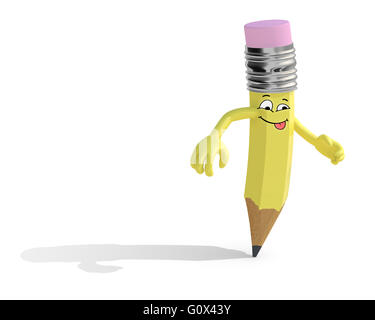 Dessin au crayon avec la main, isolé sur fond blanc Banque D'Images