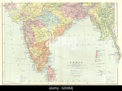 Au sud de l'Inde britannique : Ceylan la Birmanie. Baie du Bengale. Mysore. STANFORD, 1906 map Banque D'Images