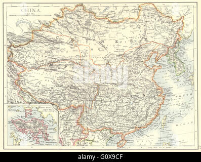 Chine : Chine Corée Mongolie ; Médaillon Hong Kong, 1897 carte antique Banque D'Images