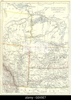 CANADA : la Saskatchewan, Assiniboia, Athabasca, Alberta, 1897 carte antique Banque D'Images