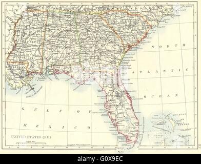 USA : South East : Floride Géorgie en Caroline du Sud, Alabama Mississippi 1897 map Banque D'Images