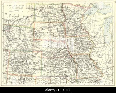 USA : NW Dakota Central Wyoming Colorado Iowa Kansas Missouri Minnesota, 1897 map Banque D'Images