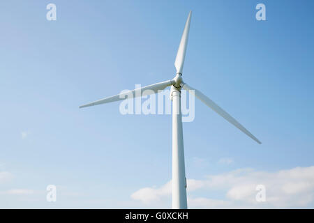 Éolienne avec ciel bleu, Sonderborg, Danemark du Sud, Danemark Banque D'Images