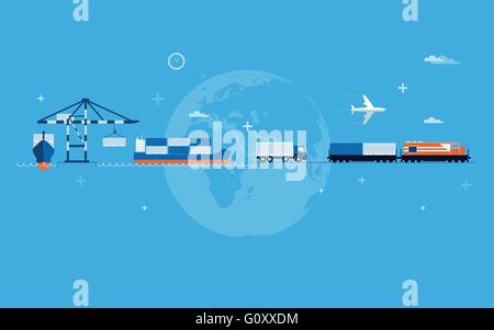 Télévision vecteur de transport global concept illustration. Illustration de Vecteur